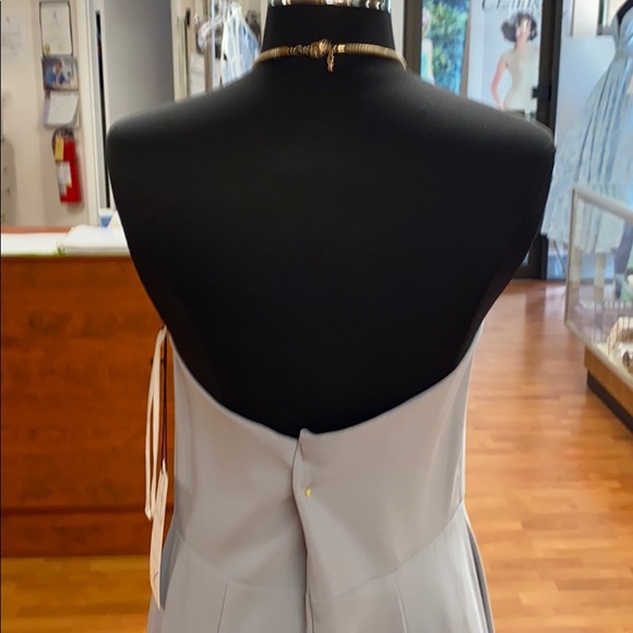 Silver bridesmaid dress with metal neck strap - Picture 5 of 8